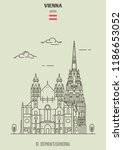 St. Stephens Cathedral in Vienna, Austria. Landmark icon in linear style