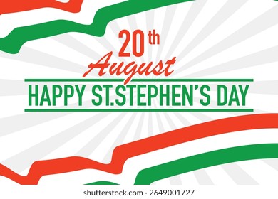 St. Stephens Day Banner with Hungarian Flag and Starburst Background Illustration
