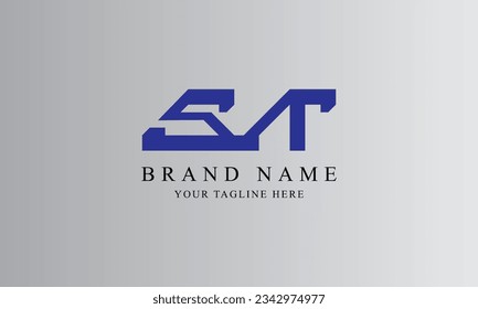 ST SVT blue creative brand minimal logo designs with gray white background template