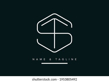 ST or TS Abstract initial monogram letter alphabet logo