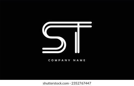 Monograma del logotipo de las letras abstractas de ST, TS