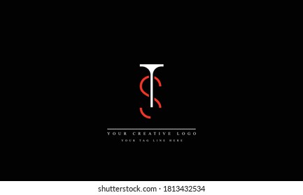 Plantilla de monograma del logotipo del vector abstracto de ST TS