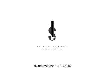 st ts abstract vector logo monogram template
