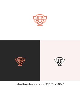 ST or TS logo and icon design with winner cup design