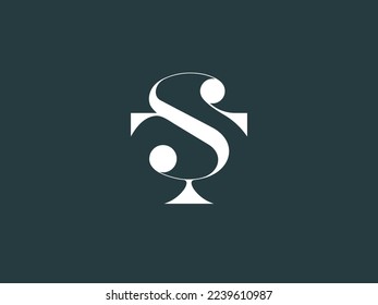 ST or TS monogram logo with a combination of organic and serif fonts and a classic modern elegant style. Luxurious, mature and beautiful logo. Suitable for wedding, personal, fashion, etc.