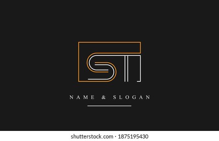 ST, TS, S, T abstract vector logo monogram template