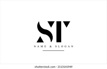 ST, TS, S, T abstract letters logo monogram