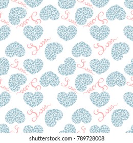 St Valentin day seamless pattern for wallpaper, website or textile printing Hand drawn endless illustration of hearts on light background