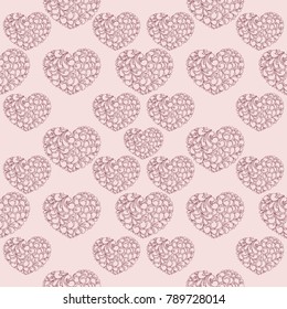 St Valentin day seamless pattern for wallpaper, website or textile printing Hand drawn endless illustration of hearts on light background