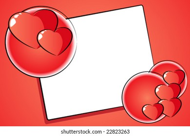 St. Valentine Card with hearts and frame, cartoon style