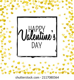 St Valentine Day Background. Abstract Sparkle For Woman. Grunge Frame. Golden Art Wallpaper. Random Banner For Engagement. Yellow Wedding Poster. Gold St Valentine Day Background.