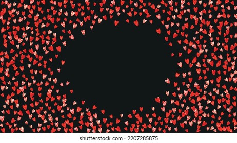 St Valentine Day Background. February Border For Mom. Modern Frame. Red Happy Illustration. Abstract Splatter For Engagement. Rose Random Concept. Pink St Valentine Day Background.