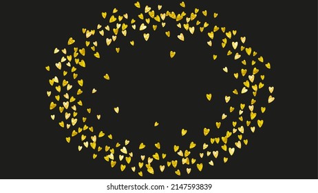 St Valentine Day Background. Greeting Voucher For Couple. Modern Frame. Yellow Art Decoration. Holiday Border For Party. Golden Random Poster. Gold St Valentine Day Background.