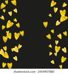 St Valentine Day Background. Handdrawn Sparkle For Mom. Fashion Frame. Gold Retro Illustration. Special Design For Engagement. Golden Romance Banner. Yellow St Valentine Day Background.