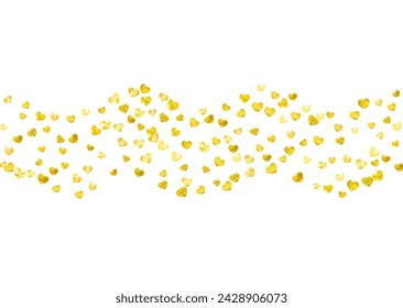 St Valentine Day Card. February Voucher For Couple. Special Frame. Gold Art Wallpaper. Vintage Border For Woman. Yellow Graphic Sparkle. Golden St Valentine Day Card.