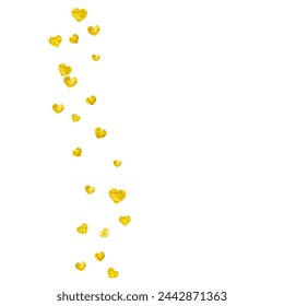 St Valentine Day Confetti. Romantic Banner For Gift. Modern Frame. Yellow Retro Illustration. Random Concept For Party. Golden Holiday Border. Gold St Valentine Day Confetti.
