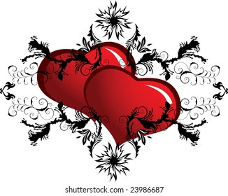 St. Valentine Day floral frame with hearts
