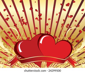 St. Valentine Day floral frame with hearts