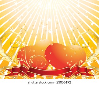 St. Valentine Day floral greeting card with hearts