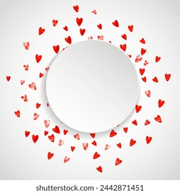 St Valentine Day Glitter. February Voucher For Girl. Luxury Frame. Pink Happy Decoration. Romantic Illustration For Mom. Rose Wedding Poster. Red St Valentine Day Glitter.