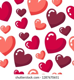 St. Valentine Day Pattern with pink and red Hearts