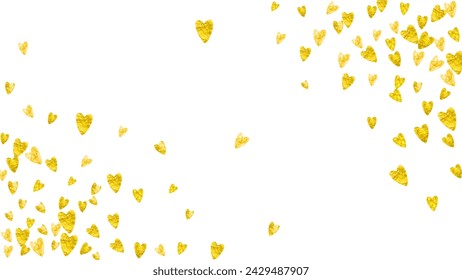 St Valentine Day Texture. Abstract Border For Party. Special Frame. Gold Art Backdrop. Luxury Banner For Woman. Yellow Vintage Sparkle. Golden St Valentine Day Texture.