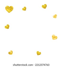 St. Valentinstag Textur. Grußdesign für Mutter. Hochzeitsrahmen. Gelbe Kunstmalerei. Zufällige Poster zum Nachlass. Golden Graphic Voucher. Gold St. Valentinstag Textur.