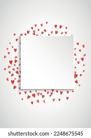 Vector del Día de San Valentín. Cartel De Saludo Para El Aniversario. Marco vintage. Papel de escritorio rojo feliz. Decoración De Febrero Para La Mujer. Espuma De Boda Rosa. Vector del Día de San Valentín Rosa.