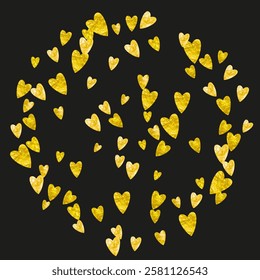 St Valentine Sale Confetti. Beautiful Poster For Anniversary. Fashion Frame. Golden Art Splatter. Wedding Sparkle For Couple. Gold Grunge Concept. Yellow St Valentine Sale Confetti.