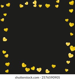 St Valentine Sale Confetti. February Design For Anniversary. Random Frame. Yellow Retro Wallpaper. Modern Border For Party. Gold Wedding Poster. Golden St Valentine Sale Confetti.