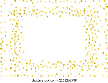 St Valentine Sale Texture. Handdrawn Sparkle For Mother. Special Frame. Golden Art Painting. Holiday Voucher For Present. Gold Modern Border. Yellow St Valentine Sale Texture.