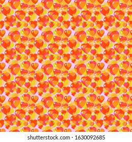St. Valentine, Vector, Seamless Pattern of Stylized Hearts in A Romantic Style, In Yellow Colors. Background for Design Decisions