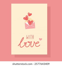 St valentines card. Love mail and lettering. Vector illustration in flat style.