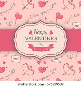 St. Valentines card template. Vector decorative background for sweet romantic design.