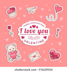 St. Valentines card template. Vector decorative background for sweet romantic design.