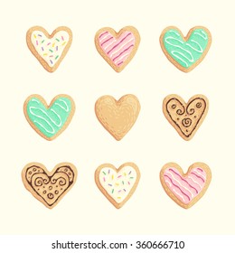 St Valentines cookies vector hand drawn collection