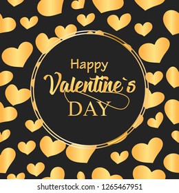 St. Valentine's Day abstract vector background.  Golden heart seamless pattern. Heart vector.