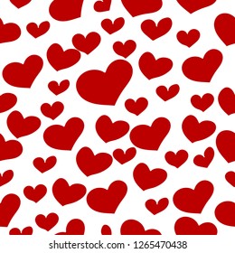 St. Valentine's Day abstract vector background. Red heart seamless pattern. Heart vector.