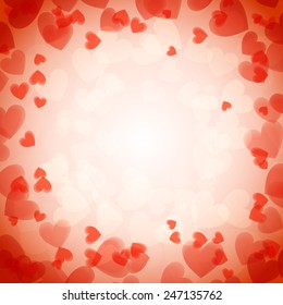 St. Valentine's Day abstract vector background with hearts and lights