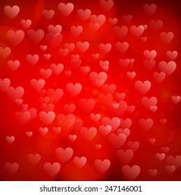 St. Valentine's Day abstract vector background with hearts and lights