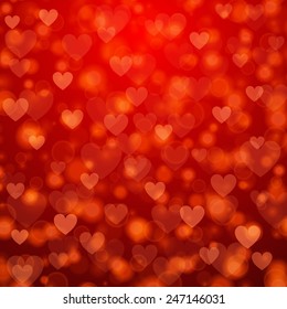 St. Valentine's Day abstract vector background with hearts and lights