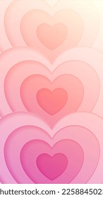 St. Valentine's day background. Beautiful illustration of pink shining hearts. Editable template for social networks and stories. Vector 10 EPS.