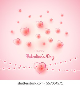 St. Valentine's day background with many bubble hearts. Can be used as greeting card or promotion, invitation, save the date
