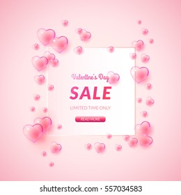St. Valentine's day background with many bubble hearts. Can be used as greeting card or promotion, invitation, save the date