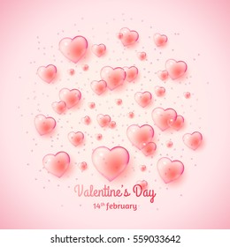 St. Valentine's day background with many bubble hearts. Can be used as greeting card or promotion, invitation, save the date