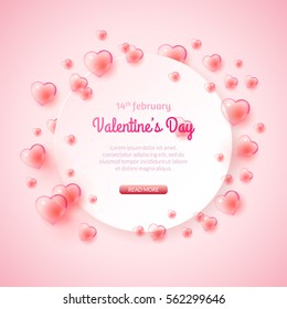 St. Valentine's day background with many bubble hearts. Can be used as greeting card or promotion, invitation