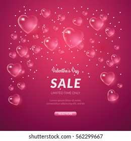 St. Valentine's day background with many bubble hearts. Can be used as greeting card or promotion, invitation, save the date