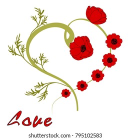 St. Valentine's Day. Background with red poppies to the day of St. Valentina.