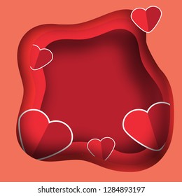 St Valentine's day banner in paper cut, paper craft style. template for seasonal romantic design, advertisement
