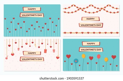 St. Valentine's Day banner, vector illustration of letter and holiday gift.